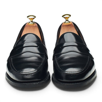 'Harrow' Black Leather Penny Loafers UK 7 F