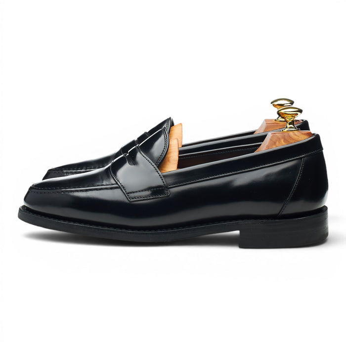 'Harrow' Black Leather Penny Loafers UK 7 F