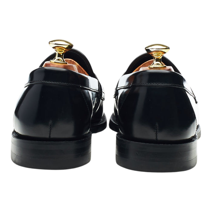 'Harrow' Black Leather Penny Loafers UK 7 F