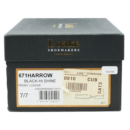 'Harrow' Black Leather Penny Loafers UK 7 F