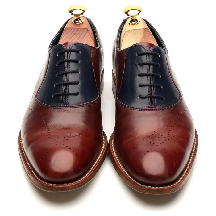 'Harry' Burgundy / Navy Blue Leather Oxford UK 7.5 F
