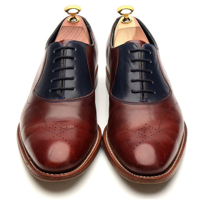 'Harry' Burgundy / Navy Blue Leather Oxford UK 7.5 F