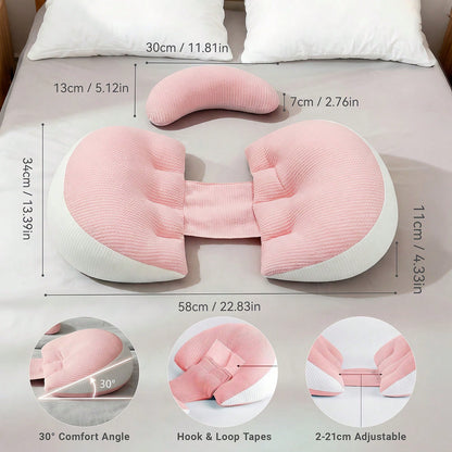Hauture Blue Memory Foam Pregnancy Pillow – Full Body Support For Back, Belly, Hips & Legs, Adjustable Wedge For Side Sleepers, Travel Portable