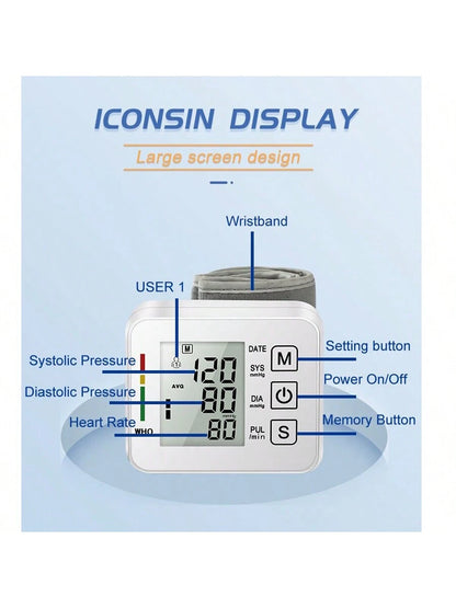 Heart Rate Wrist Blood Pressure Monitor Smart Blood Pressure Machine Electronic Sphygmomanometer