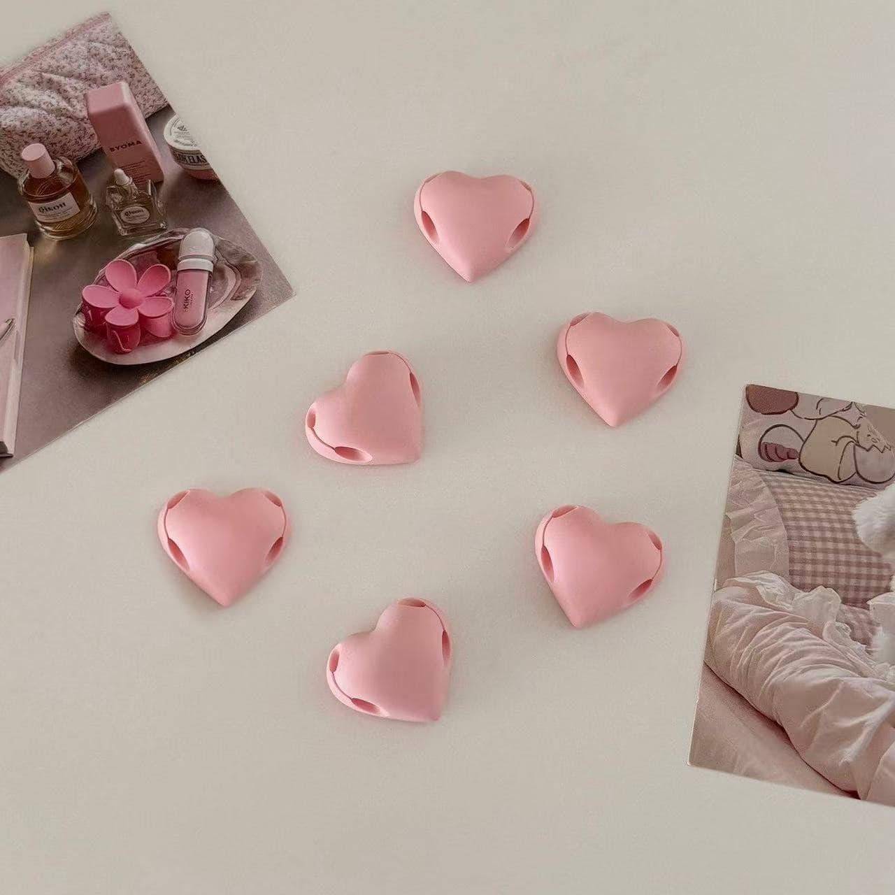Heart-Shaped Data Cable Organizer, Dual Slot Desktop Adhesive Cable Management Holder, Self-Adhesive Heart Design Cable Storage Rack, Gift For Friends