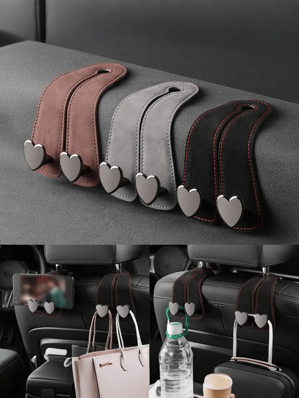Heart-Shaped Dual Hook Car Seat Hanger, Stylish & High-End, Car Bracket, Backseat Storage Rack, Car Clip, Interior Accessories, Handbag, Wallet, Coat, Car Storage Rack