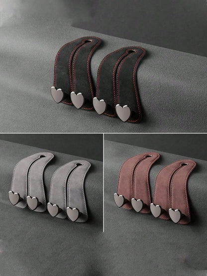 Heart-Shaped Dual Hook Car Seat Hanger, Stylish & High-End, Car Bracket, Backseat Storage Rack, Car Clip, Interior Accessories, Handbag, Wallet, Coat, Car Storage Rack
