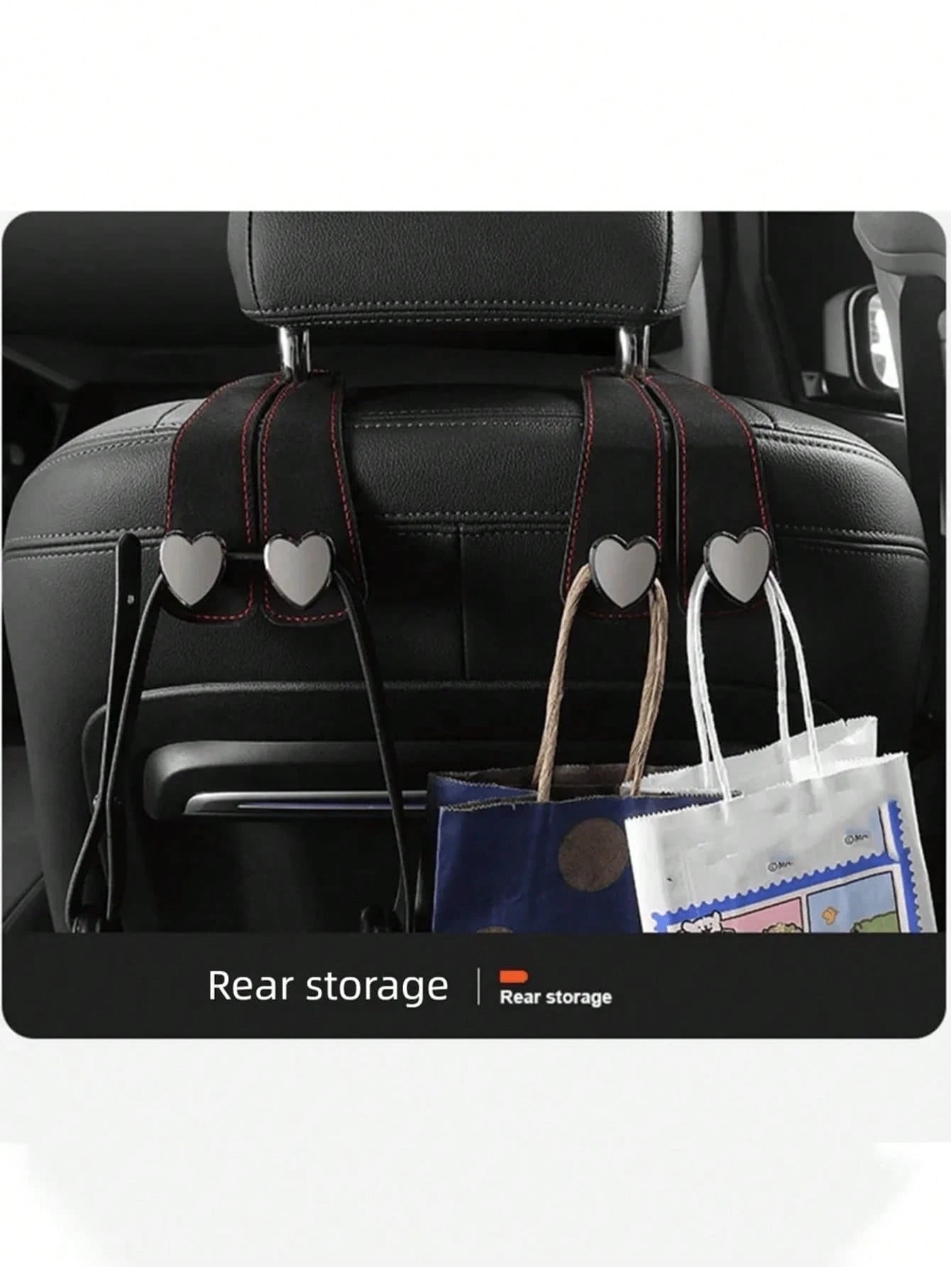 Heart-Shaped Dual Hook Car Seat Hanger, Stylish & High-End, Car Bracket, Backseat Storage Rack, Car Clip, Interior Accessories, Handbag, Wallet, Coat, Car Storage Rack