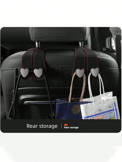 Heart-Shaped Dual Hook Car Seat Hanger, Stylish & High-End, Car Bracket, Backseat Storage Rack, Car Clip, Interior Accessories, Handbag, Wallet, Coat, Car Storage Rack