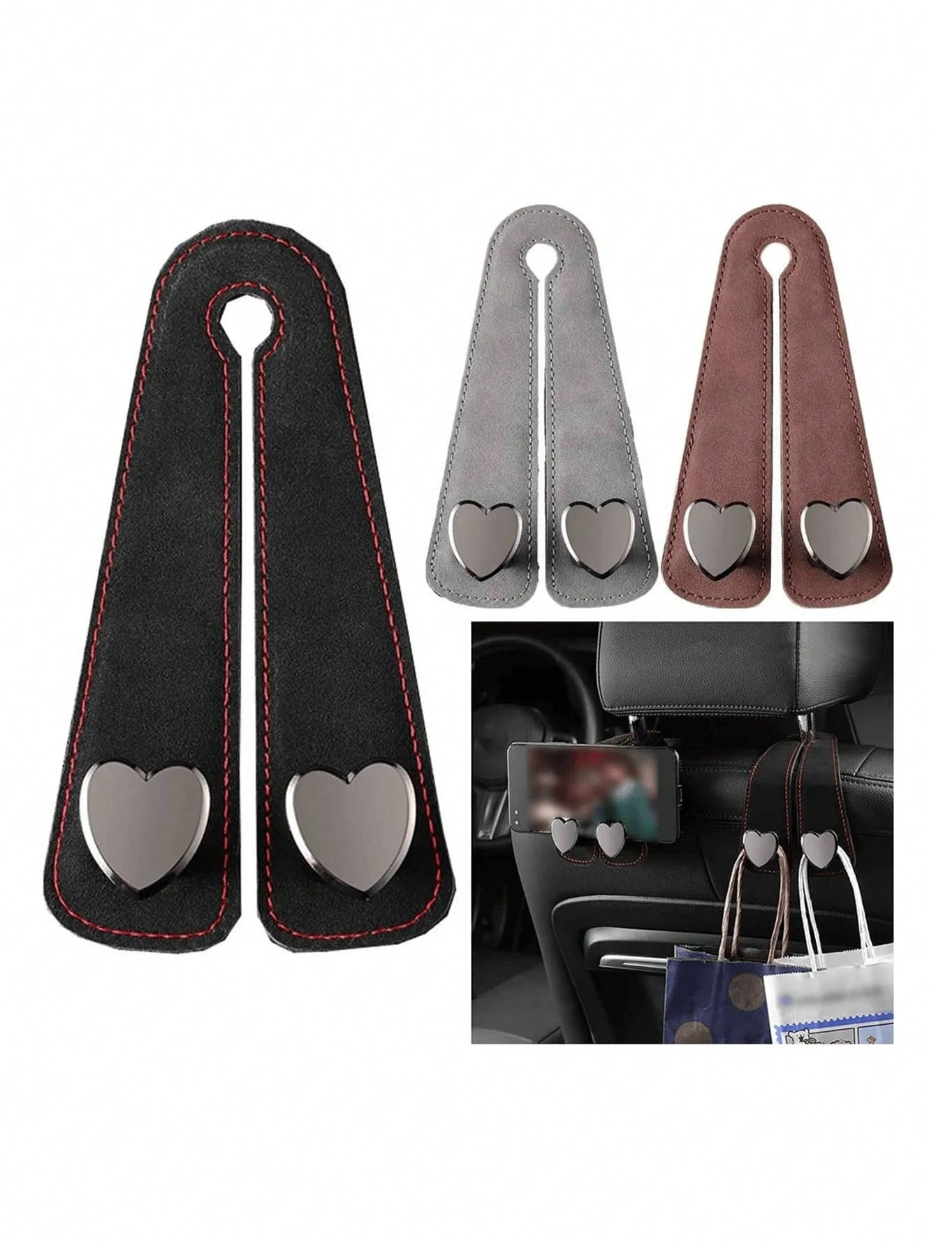Heart-Shaped Dual Hook Car Seat Hanger, Stylish & High-End, Car Bracket, Backseat Storage Rack, Car Clip, Interior Accessories, Handbag, Wallet, Coat, Car Storage Rack