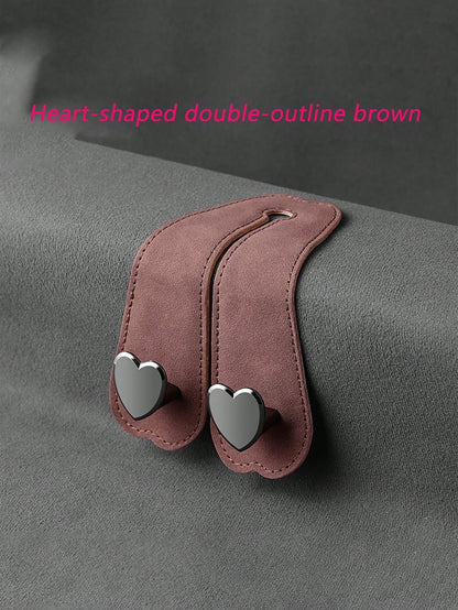 Heart-Shaped Dual Hook Car Seat Hanger, Stylish & High-End, Car Bracket, Backseat Storage Rack, Car Clip, Interior Accessories, Handbag, Wallet, Coat, Car Storage Rack