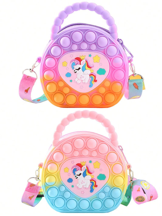 Heart-Shaped Handbag, Silicone Crossbody Bag, Unicorn Wallet- Stress Relief, Durable Storage Pouch- Smooth Chain Link, Fashionable, Eye-Catching, Versatile Crossbody Bag- Suitable For All Daily Use