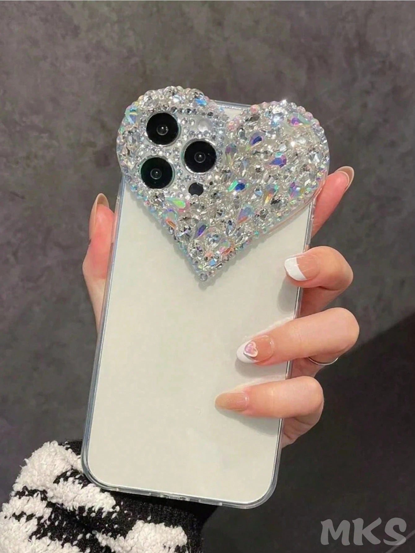 Heart-Shaped Novelty Shockproof Heart-Shaped Sequin Y2K Crystal Decor Heart-Shaped Transparent Phone Case, Colorful Crystal Decor, Shock-Proof Protective Cover, Compatible With IPhone 16 Pro Max And 1