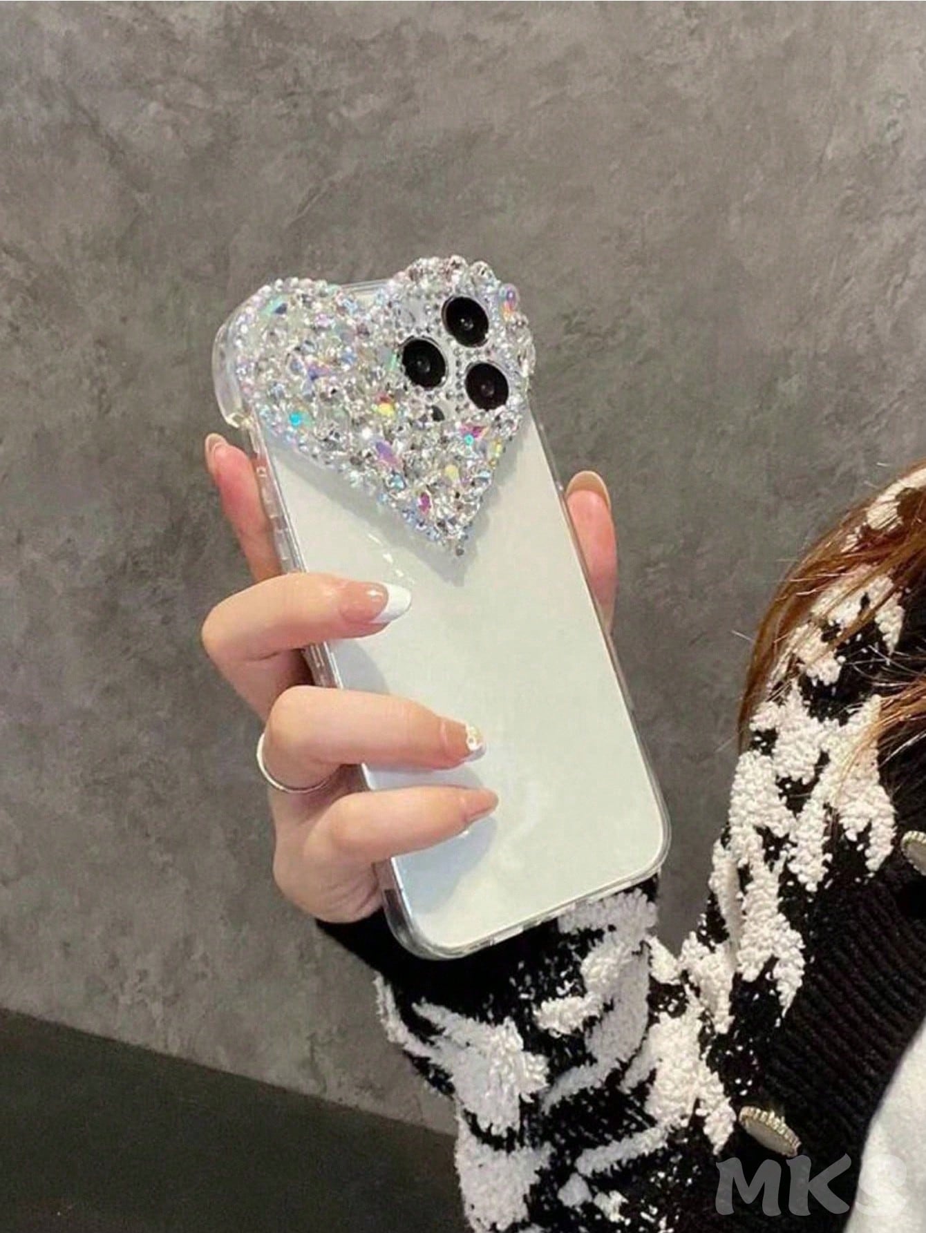 Heart-Shaped Novelty Shockproof Heart-Shaped Sequin Y2K Crystal Decor Heart-Shaped Transparent Phone Case, Colorful Crystal Decor, Shock-Proof Protective Cover, Compatible With IPhone 16 Pro Max And 1