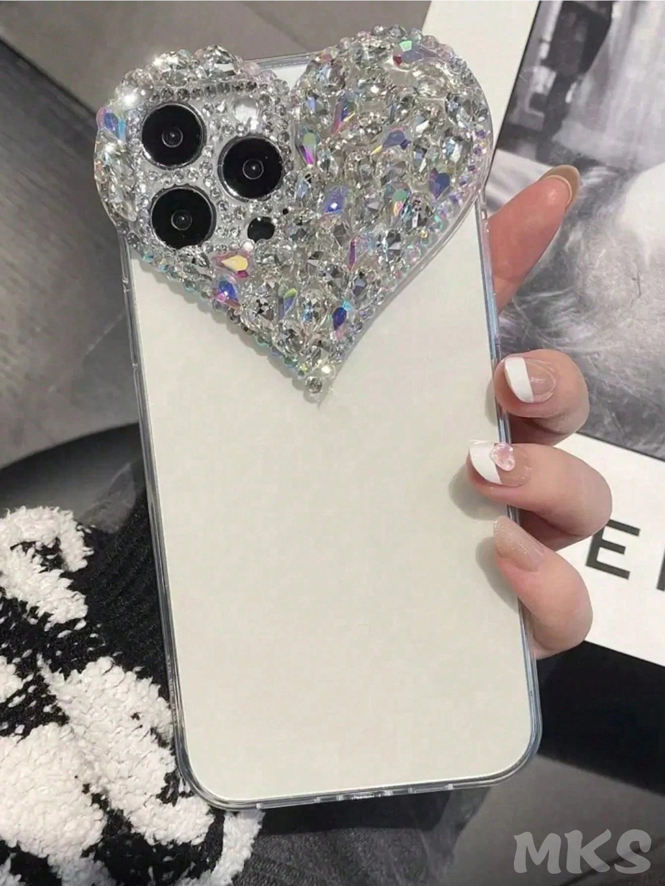 Heart-Shaped Novelty Shockproof Heart-Shaped Sequin Y2K Crystal Decor Heart-Shaped Transparent Phone Case, Colorful Crystal Decor, Shock-Proof Protective Cover, Compatible With IPhone 16 Pro Max And 1
