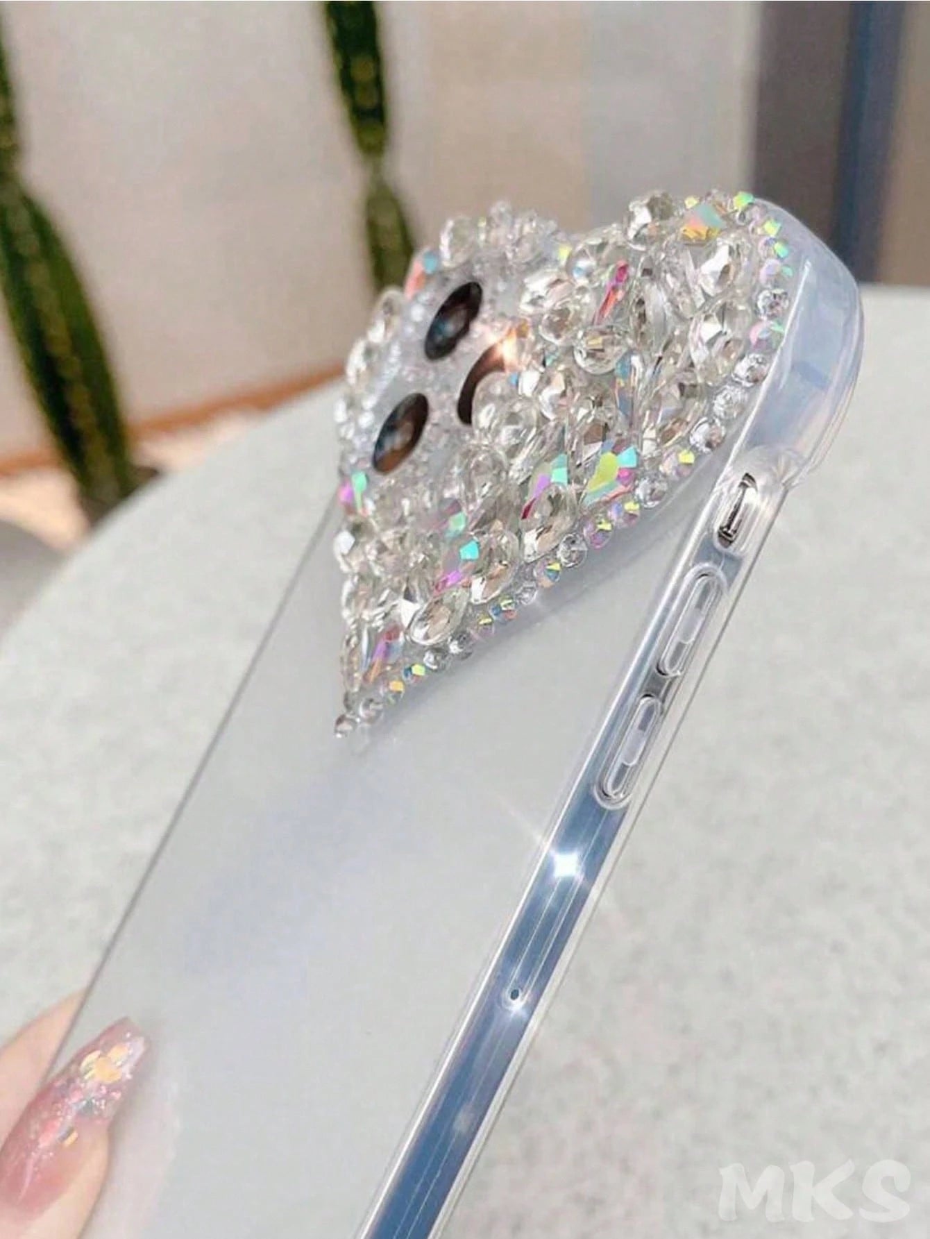 Heart-Shaped Novelty Shockproof Heart-Shaped Sequin Y2K Crystal Decor Heart-Shaped Transparent Phone Case, Colorful Crystal Decor, Shock-Proof Protective Cover, Compatible With IPhone 16 Pro Max And 1