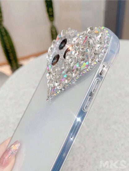 Heart-Shaped Novelty Shockproof Heart-Shaped Sequin Y2K Crystal Decor Heart-Shaped Transparent Phone Case, Colorful Crystal Decor, Shock-Proof Protective Cover, Compatible With IPhone 16 Pro Max And 1
