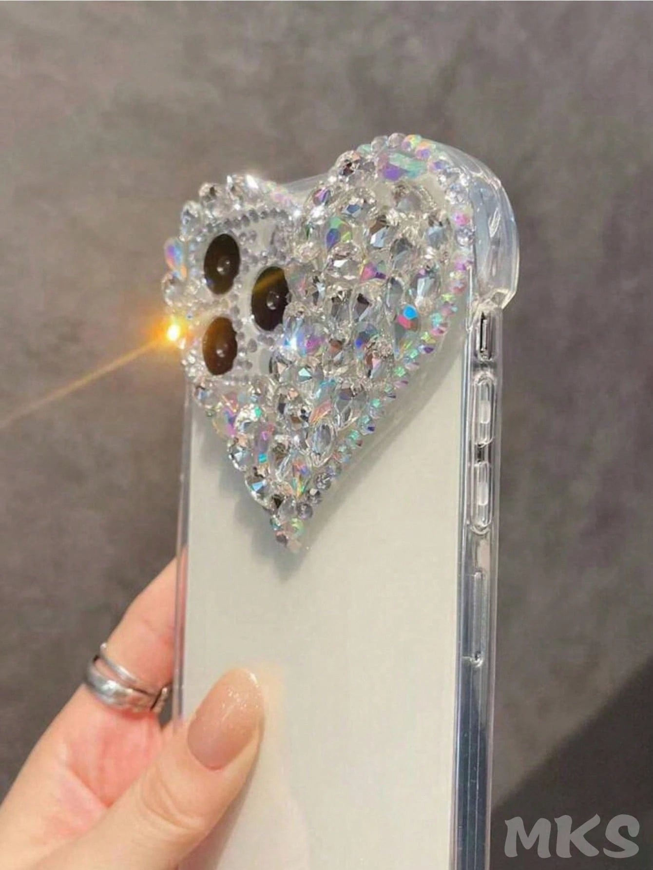 Heart-Shaped Novelty Shockproof Heart-Shaped Sequin Y2K Crystal Decor Heart-Shaped Transparent Phone Case, Colorful Crystal Decor, Shock-Proof Protective Cover, Compatible With IPhone 16 Pro Max And 1