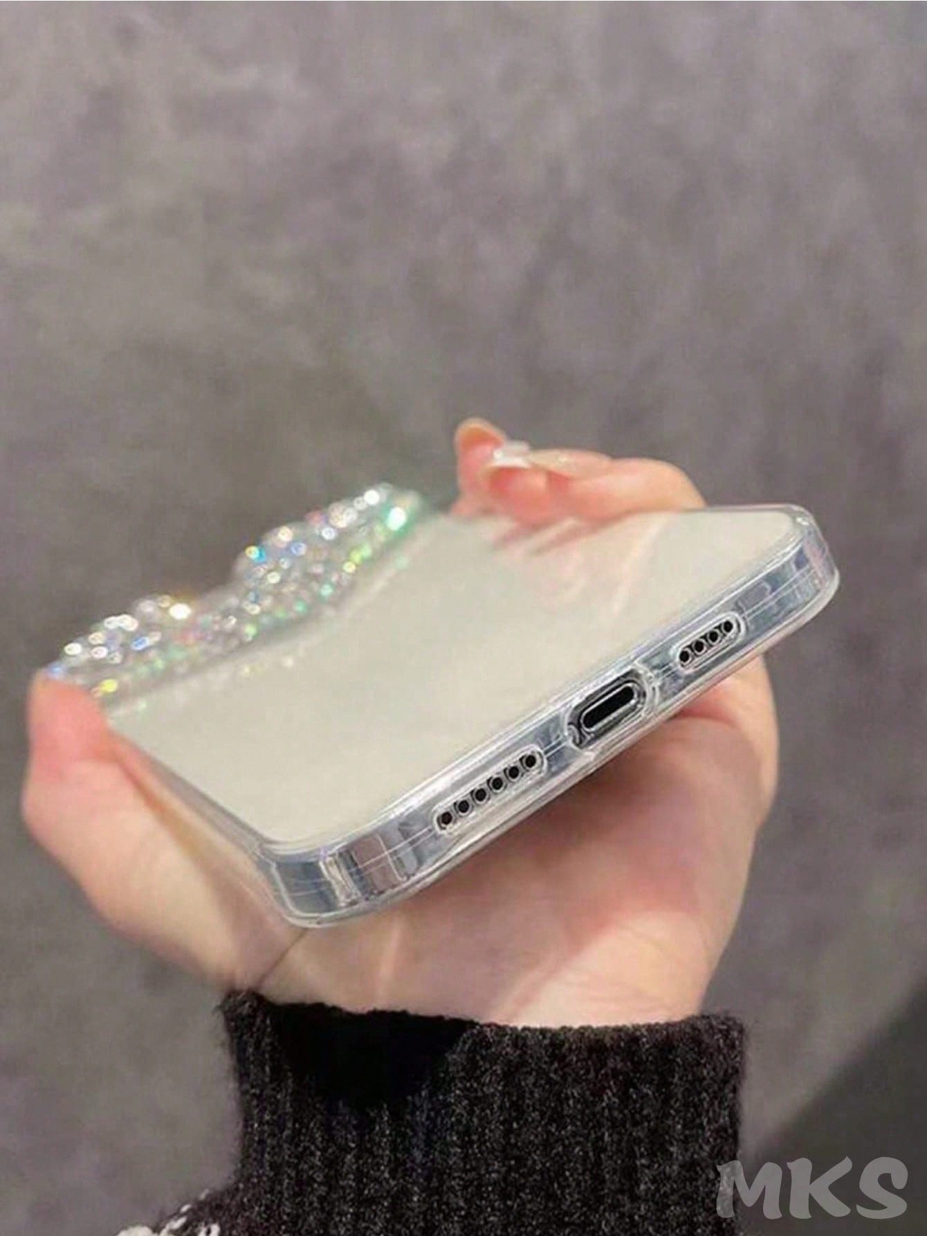 Heart-Shaped Novelty Shockproof Heart-Shaped Sequin Y2K Crystal Decor Heart-Shaped Transparent Phone Case, Colorful Crystal Decor, Shock-Proof Protective Cover, Compatible With IPhone 16 Pro Max And 1