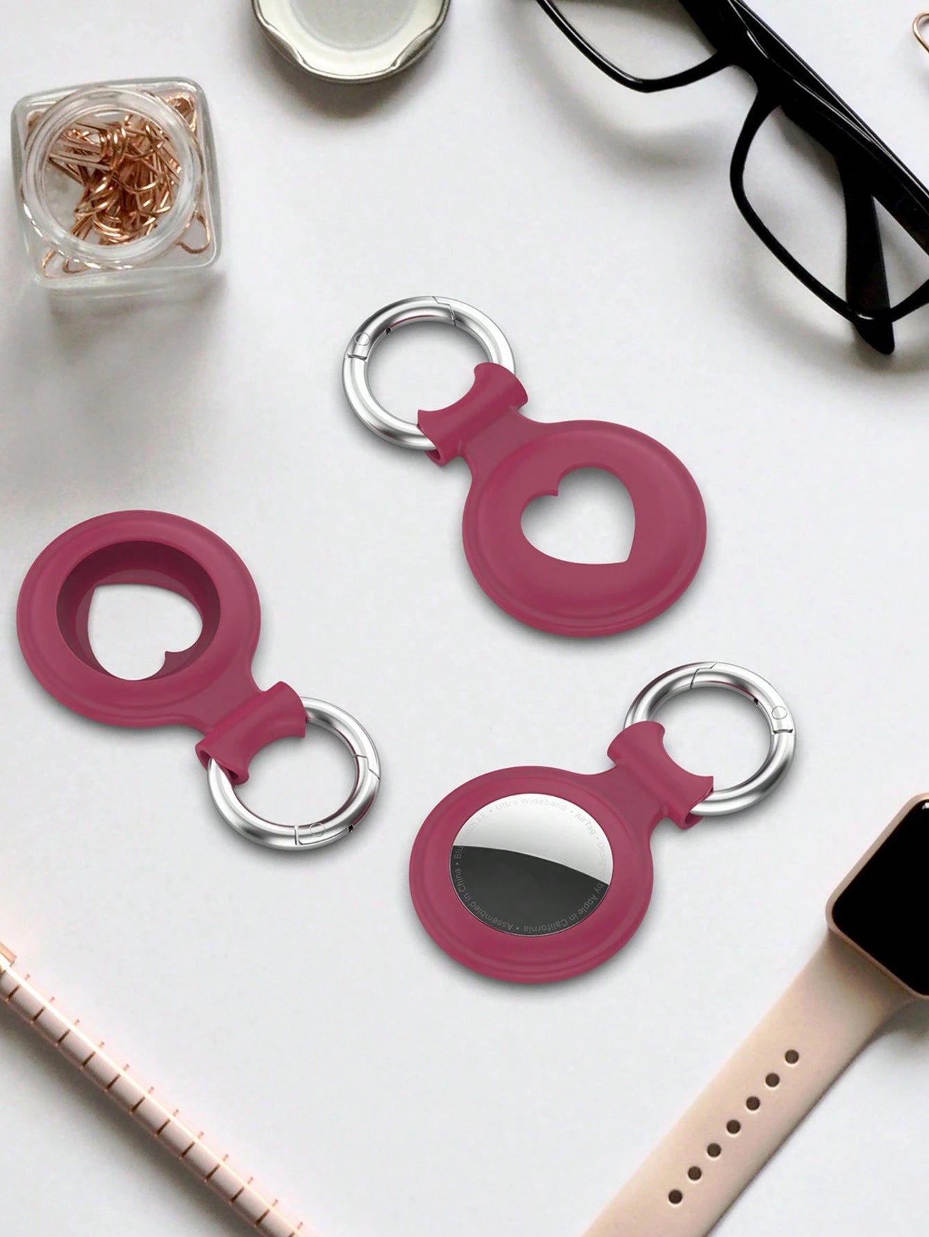Heart Shaped Protective Silicone Cover With Anti-Lost Tracker And Soft Shell Compatible With Apple Airtag (Airtag Not Included)