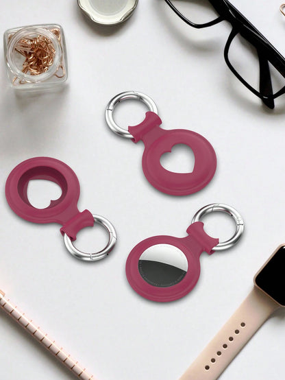 Heart Shaped Protective Silicone Cover With Anti-Lost Tracker And Soft Shell Compatible With Apple Airtag (Airtag Not Included)