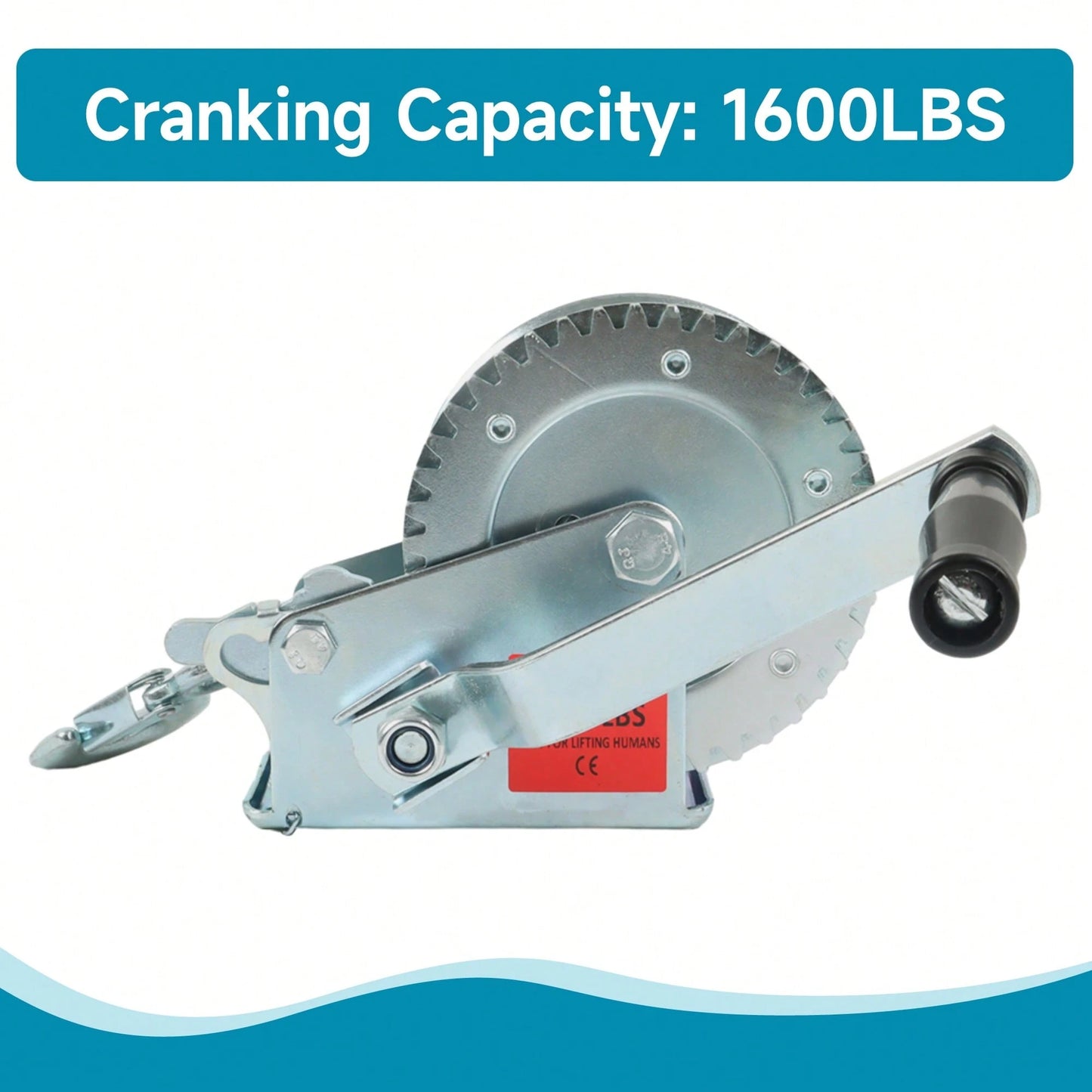 Heavy Duty Hand Winch 1600lbs High Carbon Steel Silver With 32Ft Rope For ATVs Trailers Auto Marine
