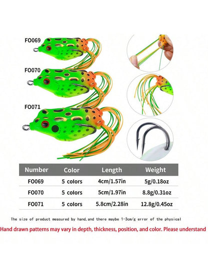 HENGJIA 1pc Topwater Frog Lure For Bass, Soft Hollow Body Weedless Design, 3D Eyes Realistic Floating Frog Bait, Double Hooks, For Lily Pad & Heavy Cover Freshwater Fishing