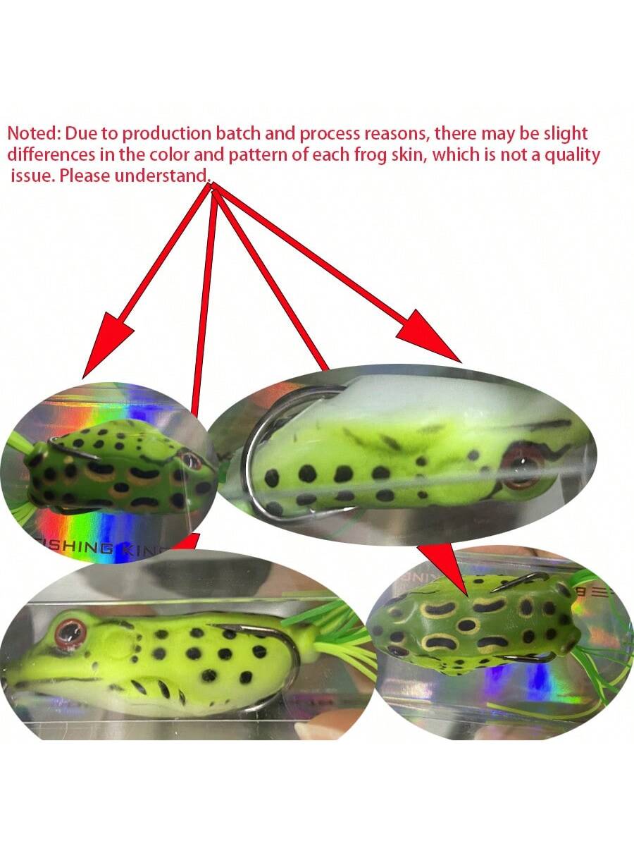 HENGJIA 1pc Topwater Frog Lure For Bass, Soft Hollow Body Weedless Design, 3D Eyes Realistic Floating Frog Bait, Double Hooks, For Lily Pad & Heavy Cover Freshwater Fishing