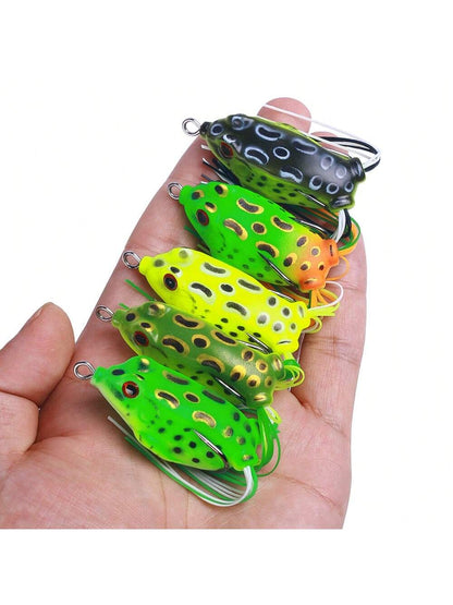 HENGJIA 1pc Topwater Frog Lure For Bass, Soft Hollow Body Weedless Design, 3D Eyes Realistic Floating Frog Bait, Double Hooks, For Lily Pad & Heavy Cover Freshwater Fishing