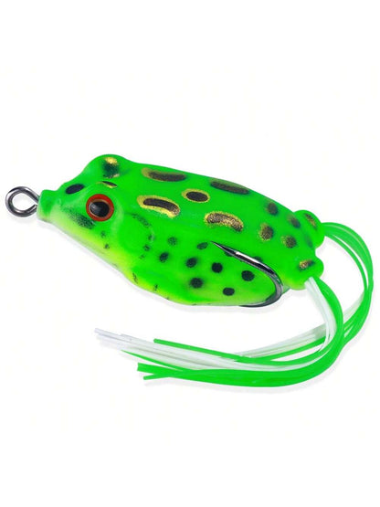 HENGJIA 1pc Topwater Frog Lure For Bass, Soft Hollow Body Weedless Design, 3D Eyes Realistic Floating Frog Bait, Double Hooks, For Lily Pad & Heavy Cover Freshwater Fishing