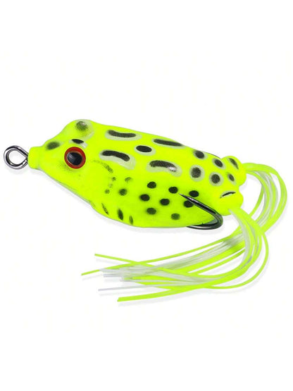 HENGJIA 1pc Topwater Frog Lure For Bass, Soft Hollow Body Weedless Design, 3D Eyes Realistic Floating Frog Bait, Double Hooks, For Lily Pad & Heavy Cover Freshwater Fishing