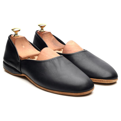 'Hermes 03' Black Leather Slippers UK 9 F