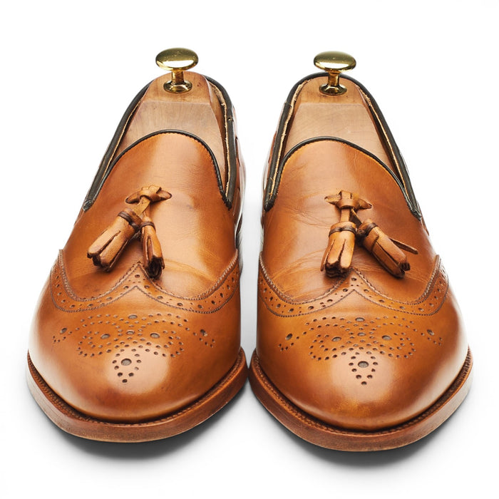 Herring 'Merton' Tan Brown Leather Tassel Loafers UK 8.5 F