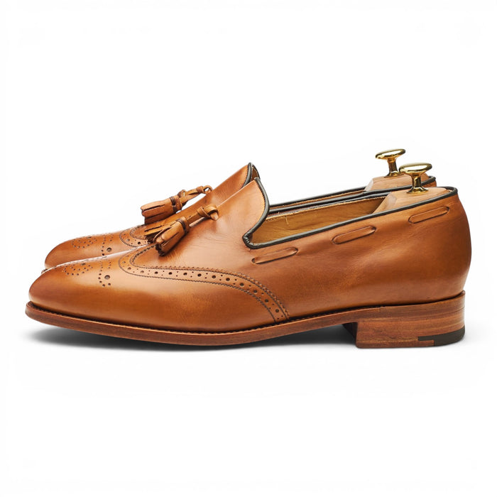 Herring 'Merton' Tan Brown Leather Tassel Loafers UK 8.5 F