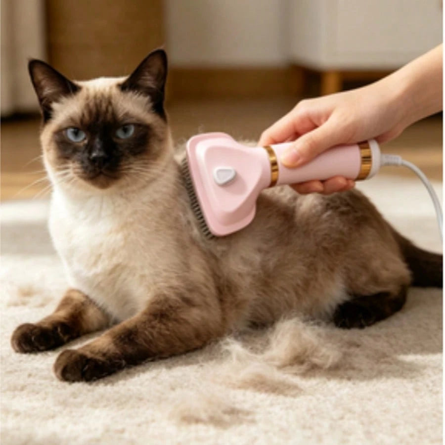 High-Powered Pet Hair Dryer And Comb For Cats And Dogs- A Multi-Functional Grooming Tool For Dogs And Cats, Easily Removes And Cleans Fur With This Electric Hot Air Brush.