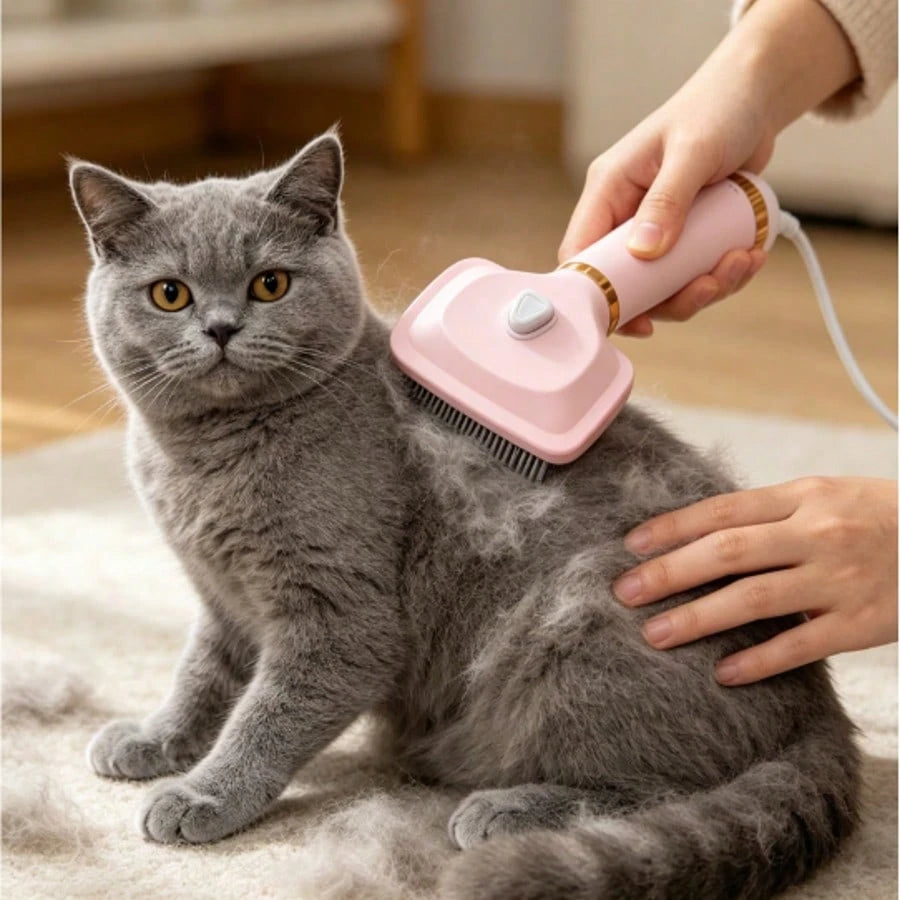 High-Powered Pet Hair Dryer And Comb For Cats And Dogs- A Multi-Functional Grooming Tool For Dogs And Cats, Easily Removes And Cleans Fur With This Electric Hot Air Brush.