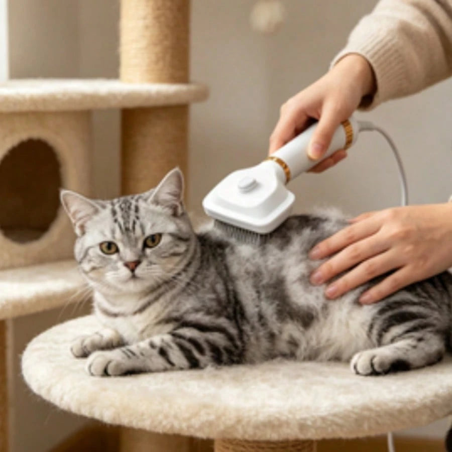 High-Powered Pet Hair Dryer And Comb For Cats And Dogs- A Multi-Functional Grooming Tool For Dogs And Cats, Easily Removes And Cleans Fur With This Electric Hot Air Brush.