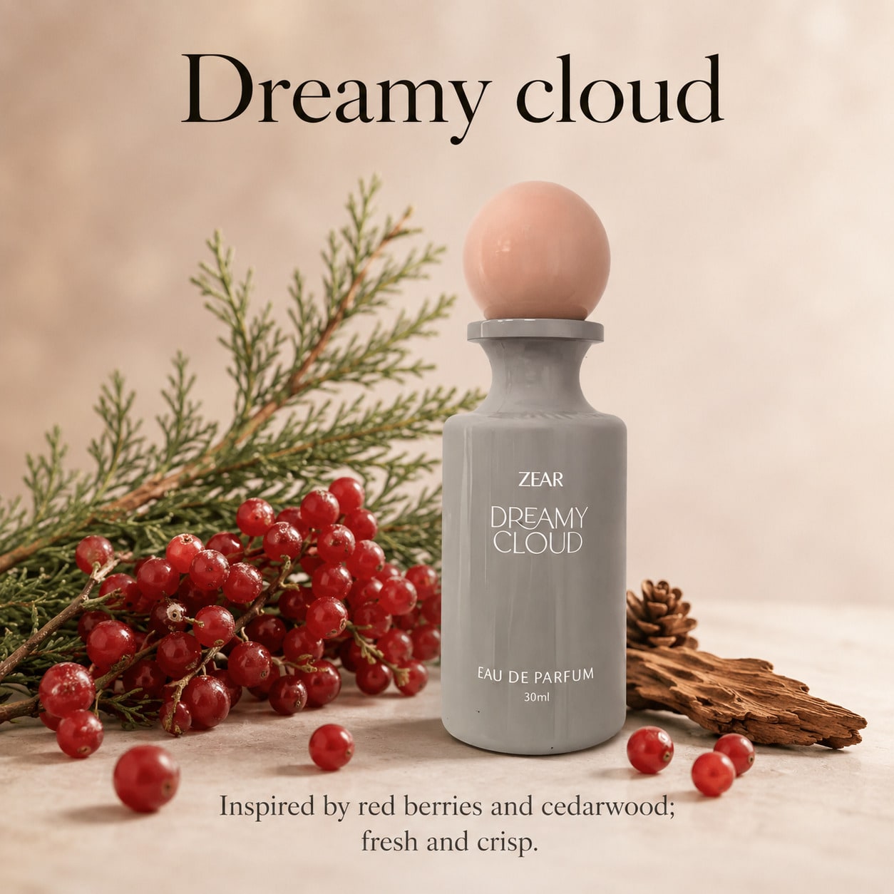 HIYES Women's Perfume Spray (30ml)- "Dreamy Cloud" (Fruity-Woody): A Blend Of Red Berries And Cedarwood. This Fresh, Delightful Everyday Fragrance Is Perfect For Travel, The Workplace, Dates, And Par