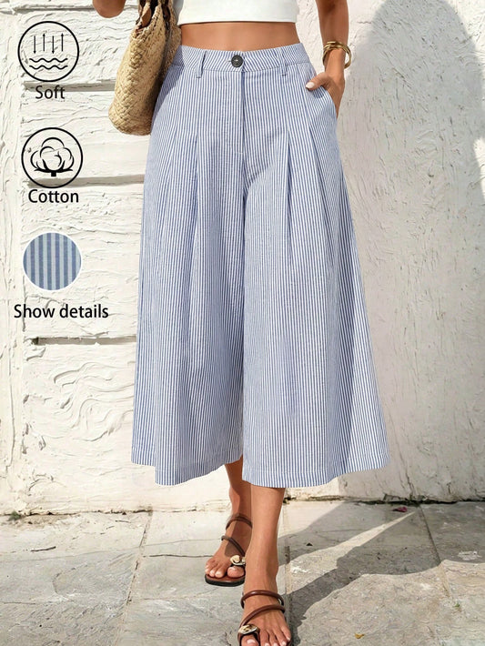 Holidaya Women's Casual Linen Capri Pants, Suitable For Leisure, Beach, And Home Wear