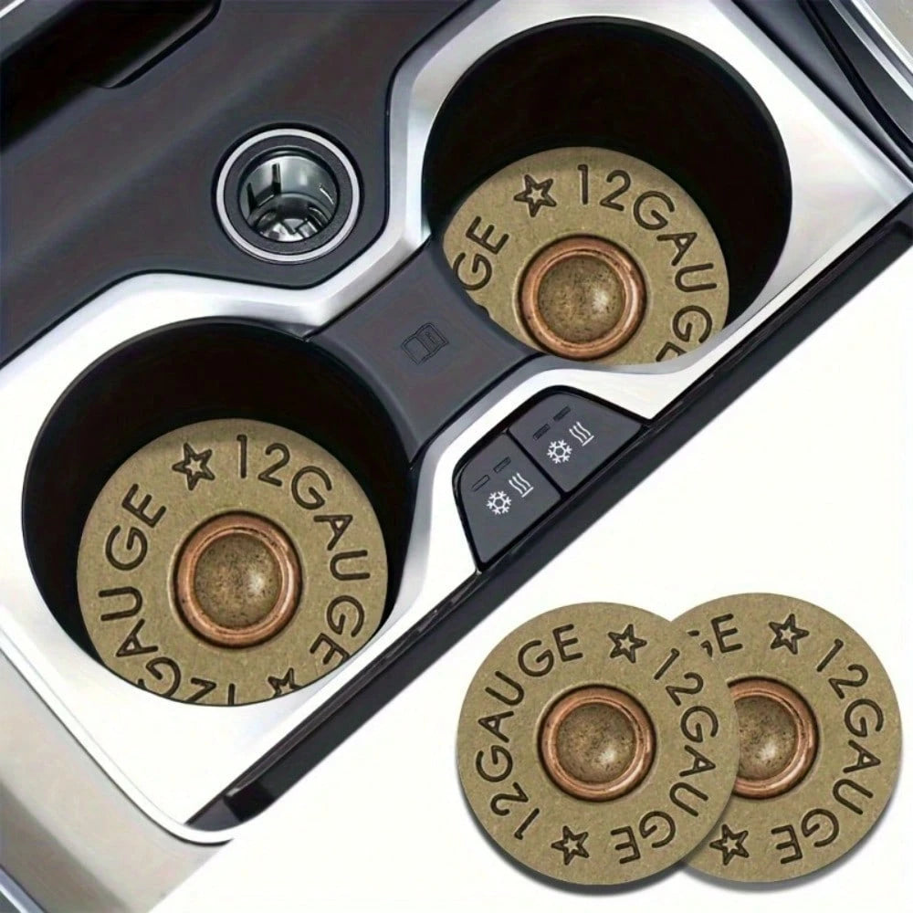 HOMPOOLL 4-Piece Set- 12-Bullet Design Diatomaceous Earth Material Car Cup Holder Coaster- Accessories For Men And Women's Cars And Home Offices, Waterproof Mats With Stars