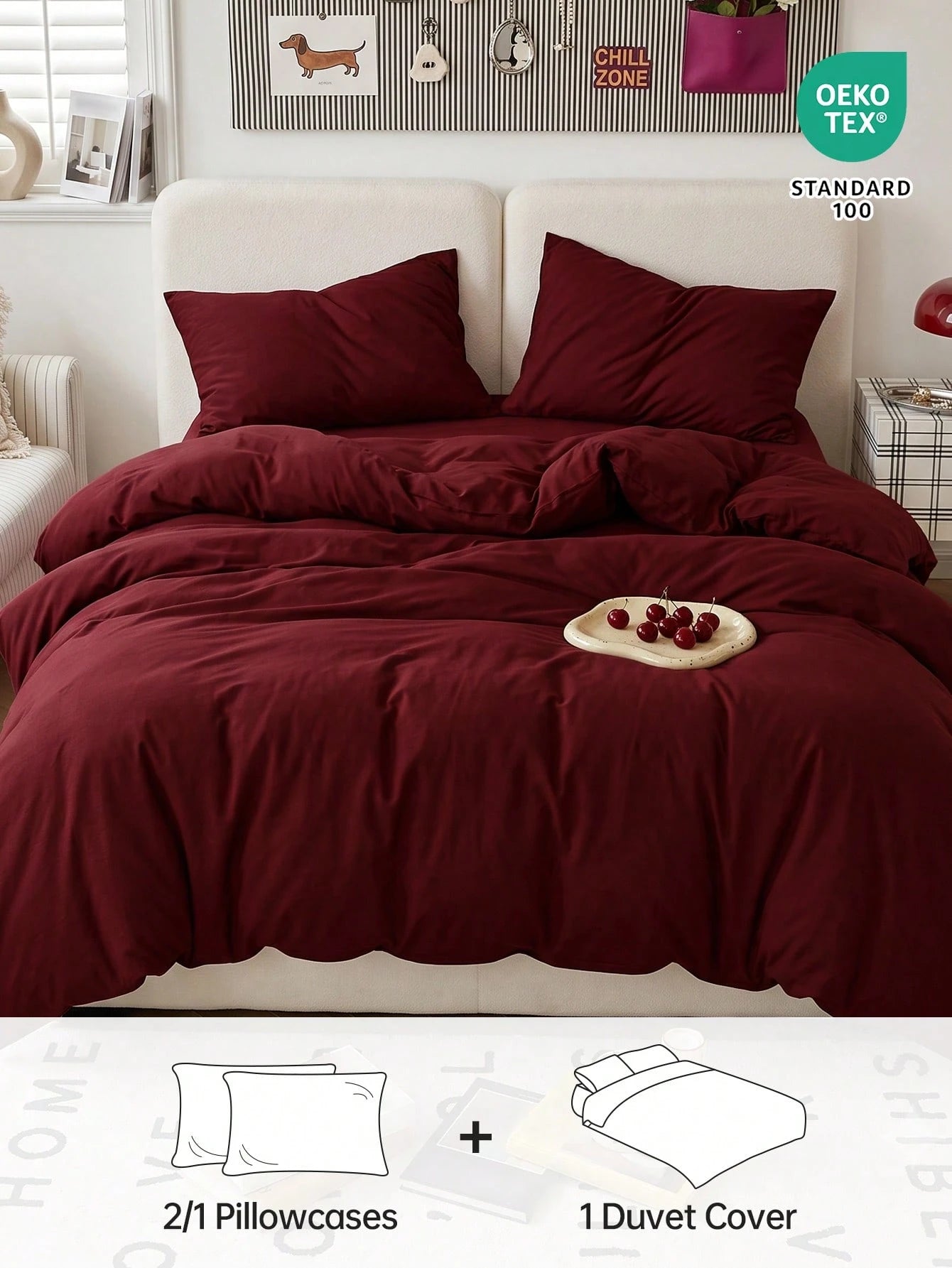 HONEYMOON 2/3 Piece Solid Color Duvet Cover Set, Super Soft Bedding Set Including 1 Duvet Cover And 1/2 Pillowcases, Fits Twin, Full, Queen, King And Other Bed Sizes, Suitable For All Seasons, Oeko-Te