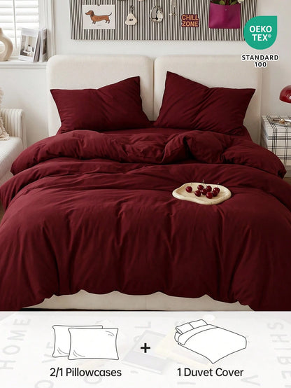 HONEYMOON 2/3 Piece Solid Color Duvet Cover Set, Super Soft Bedding Set Including 1 Duvet Cover And 1/2 Pillowcases, Fits Twin, Full, Queen, King And Other Bed Sizes, Suitable For All Seasons, Oeko-Te