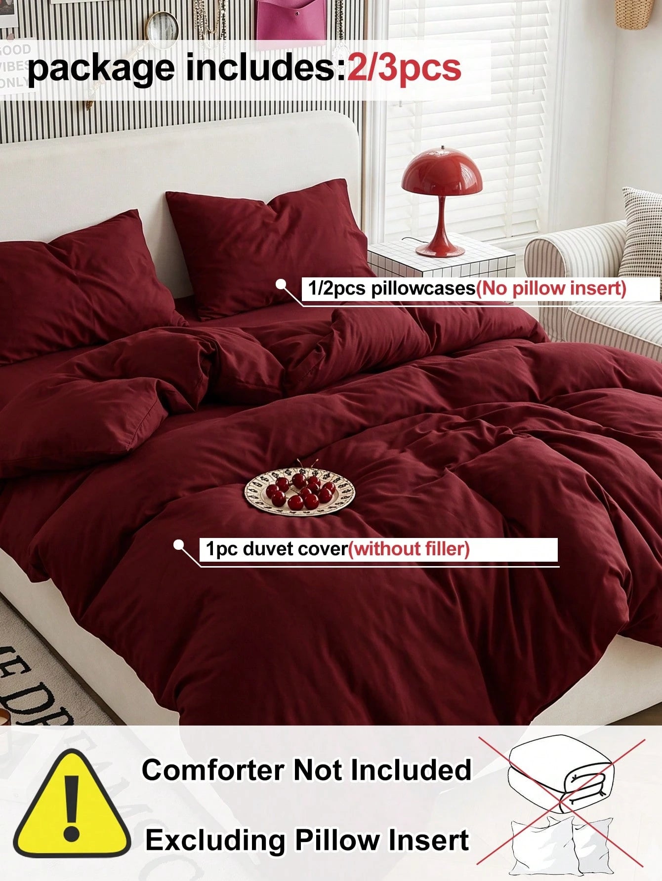 HONEYMOON 2/3 Piece Solid Color Duvet Cover Set, Super Soft Bedding Set Including 1 Duvet Cover And 1/2 Pillowcases, Fits Twin, Full, Queen, King And Other Bed Sizes, Suitable For All Seasons, Oeko-Te