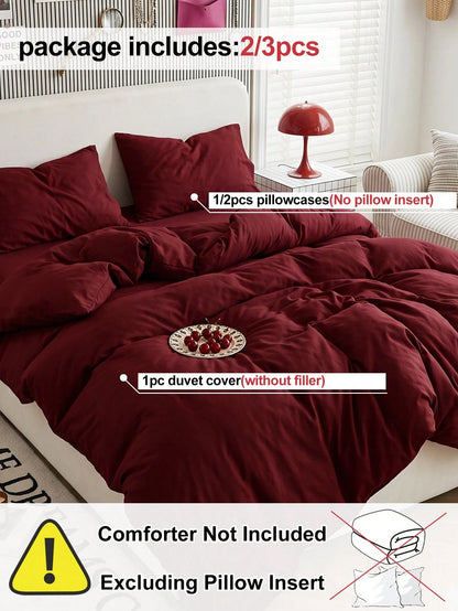 HONEYMOON 2/3 Piece Solid Color Duvet Cover Set, Super Soft Bedding Set Including 1 Duvet Cover And 1/2 Pillowcases, Fits Twin, Full, Queen, King And Other Bed Sizes, Suitable For All Seasons, Oeko-Te