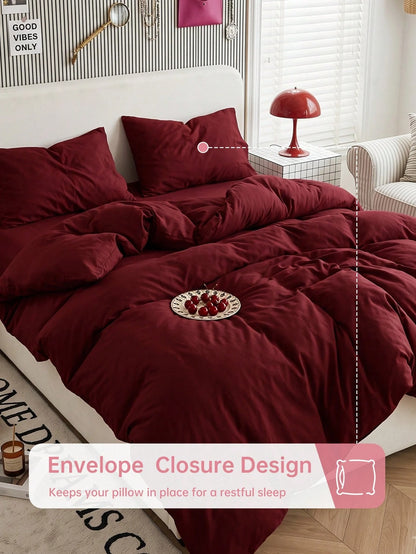 HONEYMOON 2/3 Piece Solid Color Duvet Cover Set, Super Soft Bedding Set Including 1 Duvet Cover And 1/2 Pillowcases, Fits Twin, Full, Queen, King And Other Bed Sizes, Suitable For All Seasons, Oeko-Te