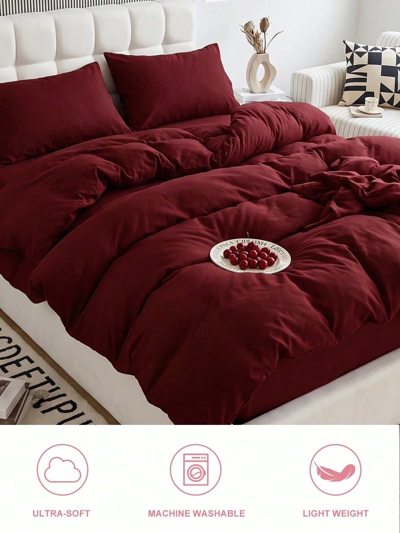 HONEYMOON 2/3 Piece Solid Color Duvet Cover Set, Super Soft Bedding Set Including 1 Duvet Cover And 1/2 Pillowcases, Fits Twin, Full, Queen, King And Other Bed Sizes, Suitable For All Seasons, Oeko-Te
