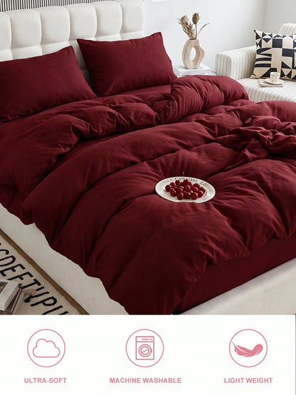 HONEYMOON 2/3 Piece Solid Color Duvet Cover Set, Super Soft Bedding Set Including 1 Duvet Cover And 1/2 Pillowcases, Fits Twin, Full, Queen, King And Other Bed Sizes, Suitable For All Seasons, Oeko-Te