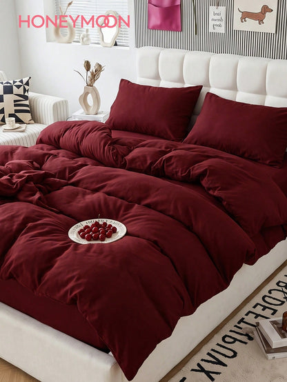 HONEYMOON 2/3 Piece Solid Color Duvet Cover Set, Super Soft Bedding Set Including 1 Duvet Cover And 1/2 Pillowcases, Fits Twin, Full, Queen, King And Other Bed Sizes, Suitable For All Seasons, Oeko-Te