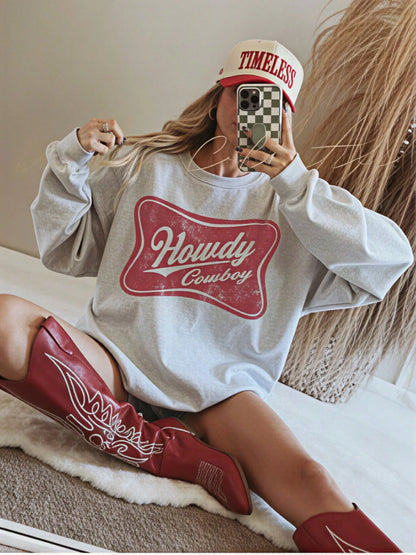 Howdy Cowboy Retro Crewneck Sweatshirt Concert