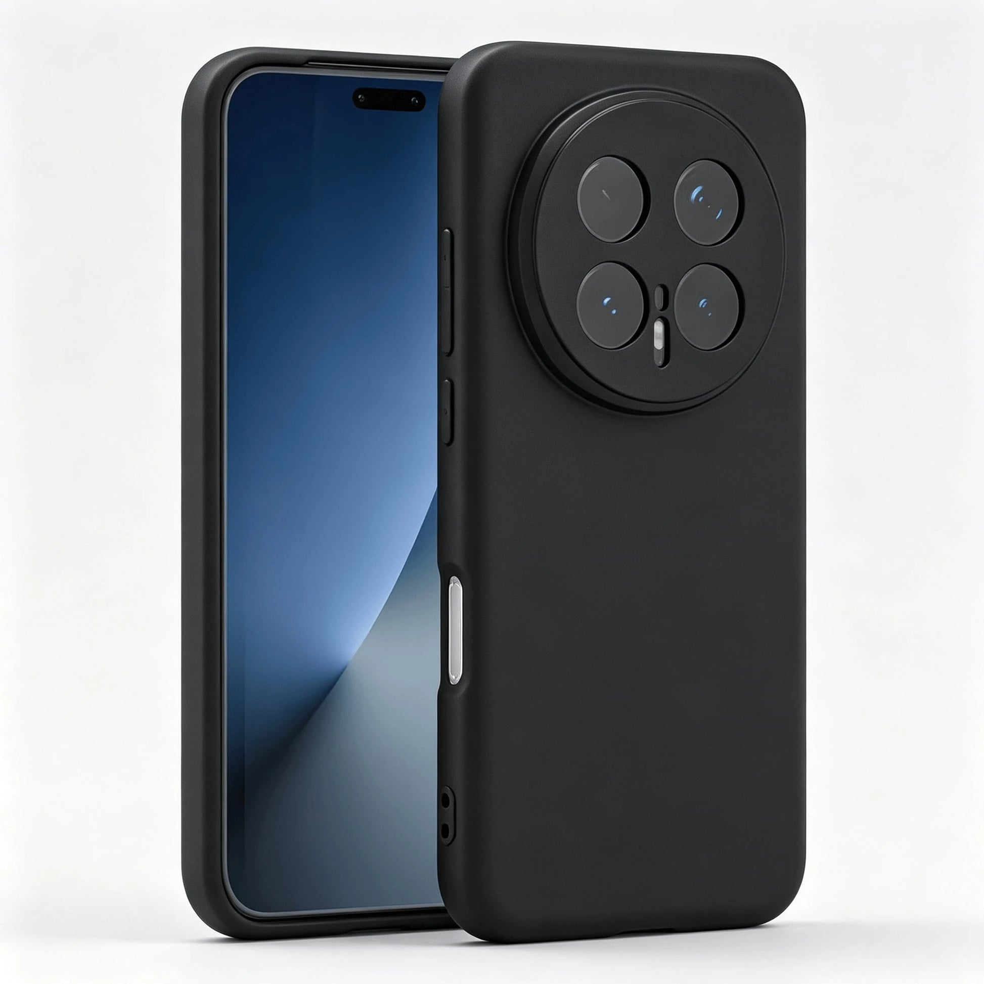HW And Honor Series Matte Black Non-Slip Phone Case Fingerprint & Stain Resistant Soft TPU Back Cover Raised Screen & Camera Protection Shock Resistant Anti-Collision Exact Cutouts Slim Full Body Dura